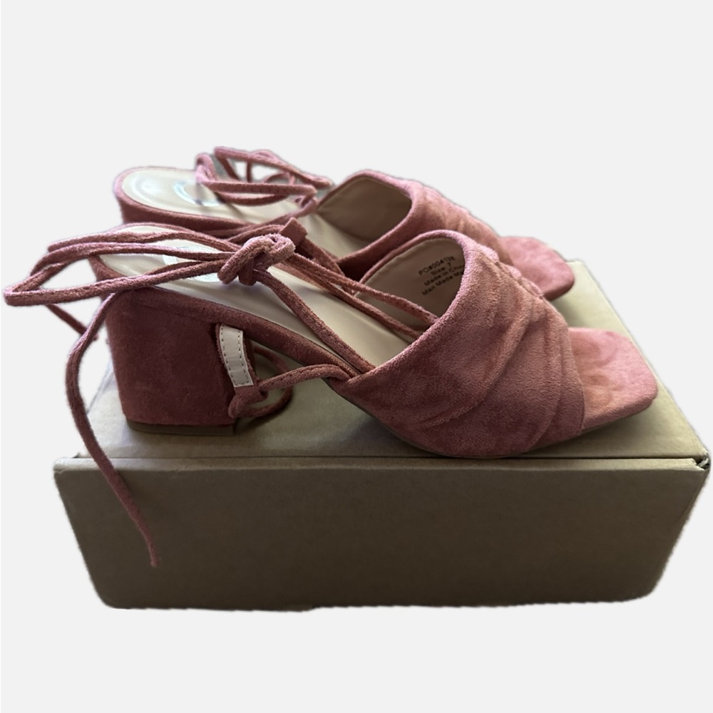 Journee felisity lace up block heel